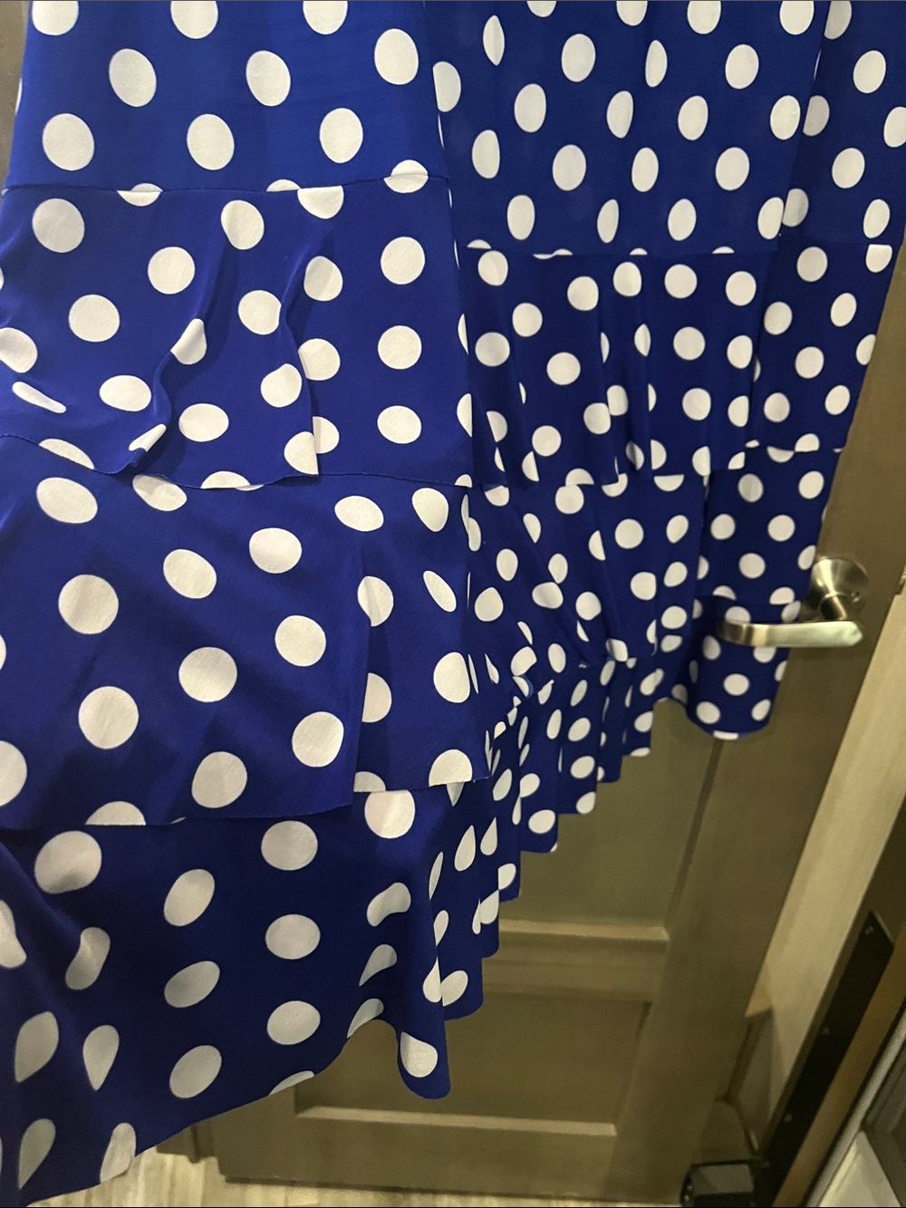 Classic Royal Blue Polka Dot Maxi Skirt - Picture 2 of 3